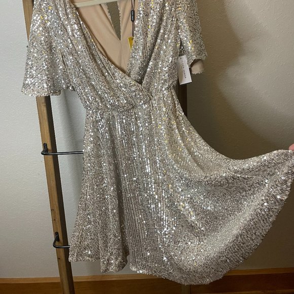 Silver Sequin Mini Dress - Picture 5 of 16